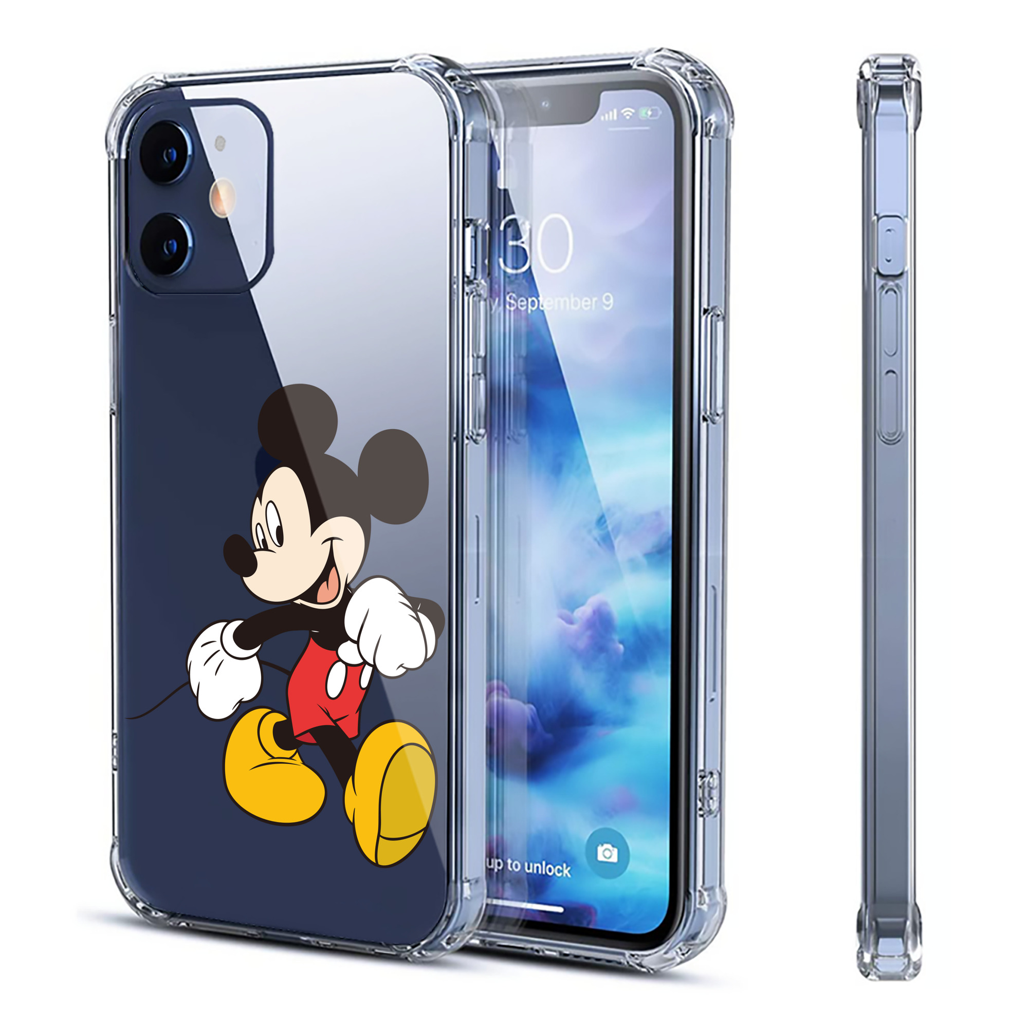 （画像用） ミッキーマウス Mickey Mouse 【iPhone 12シリーズ対応】透明スマホケース（クリアソフトケース）